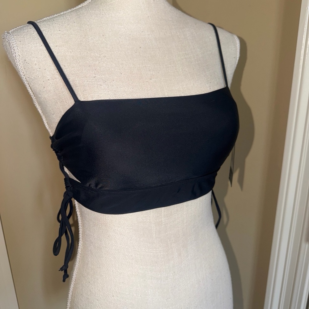Relleciga Bandeau Bikini Top Side Straps Black Size M New